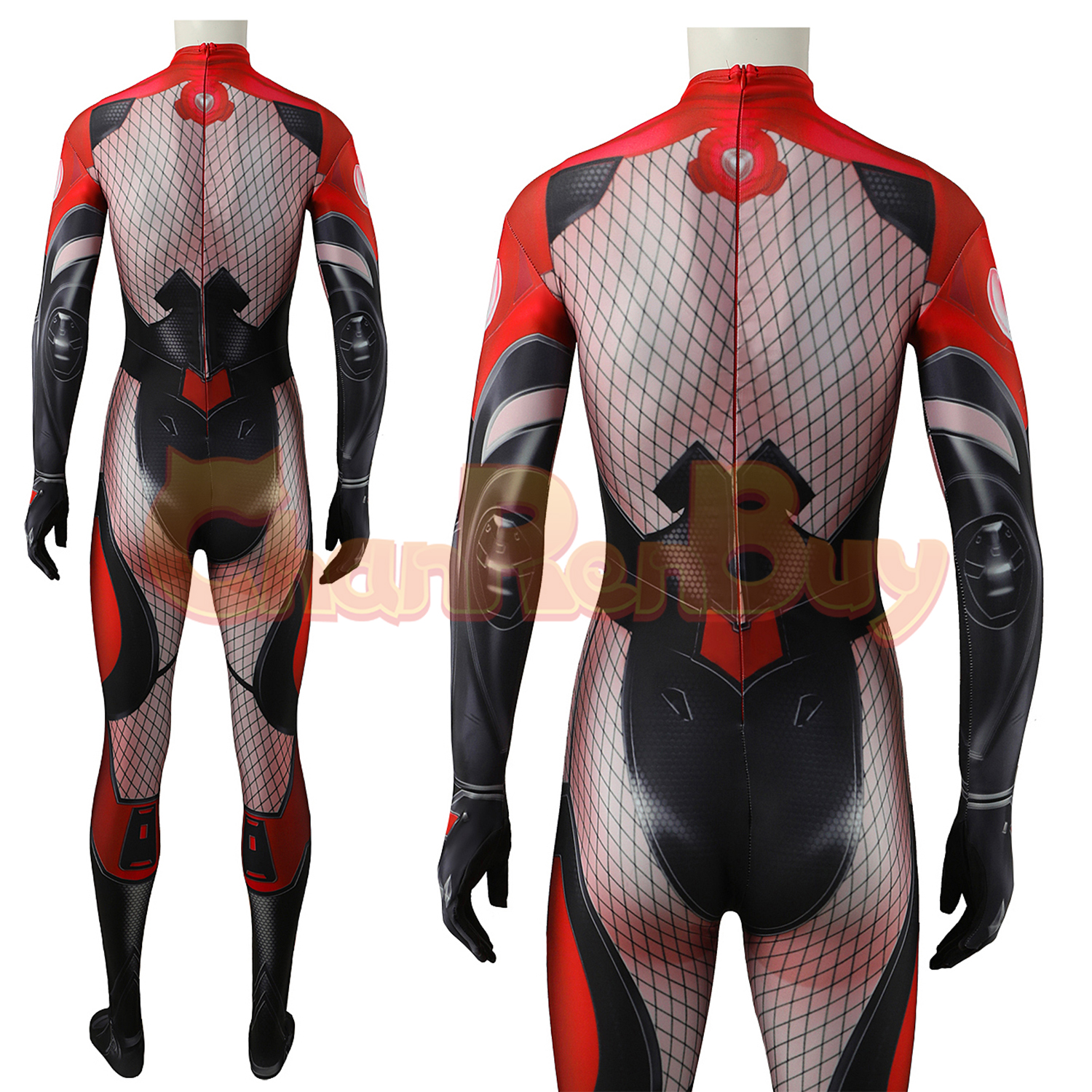 Invisible Woman Costume Marvel Rivals Bodysuit Cosplay Black Red Ver for Adult Kids