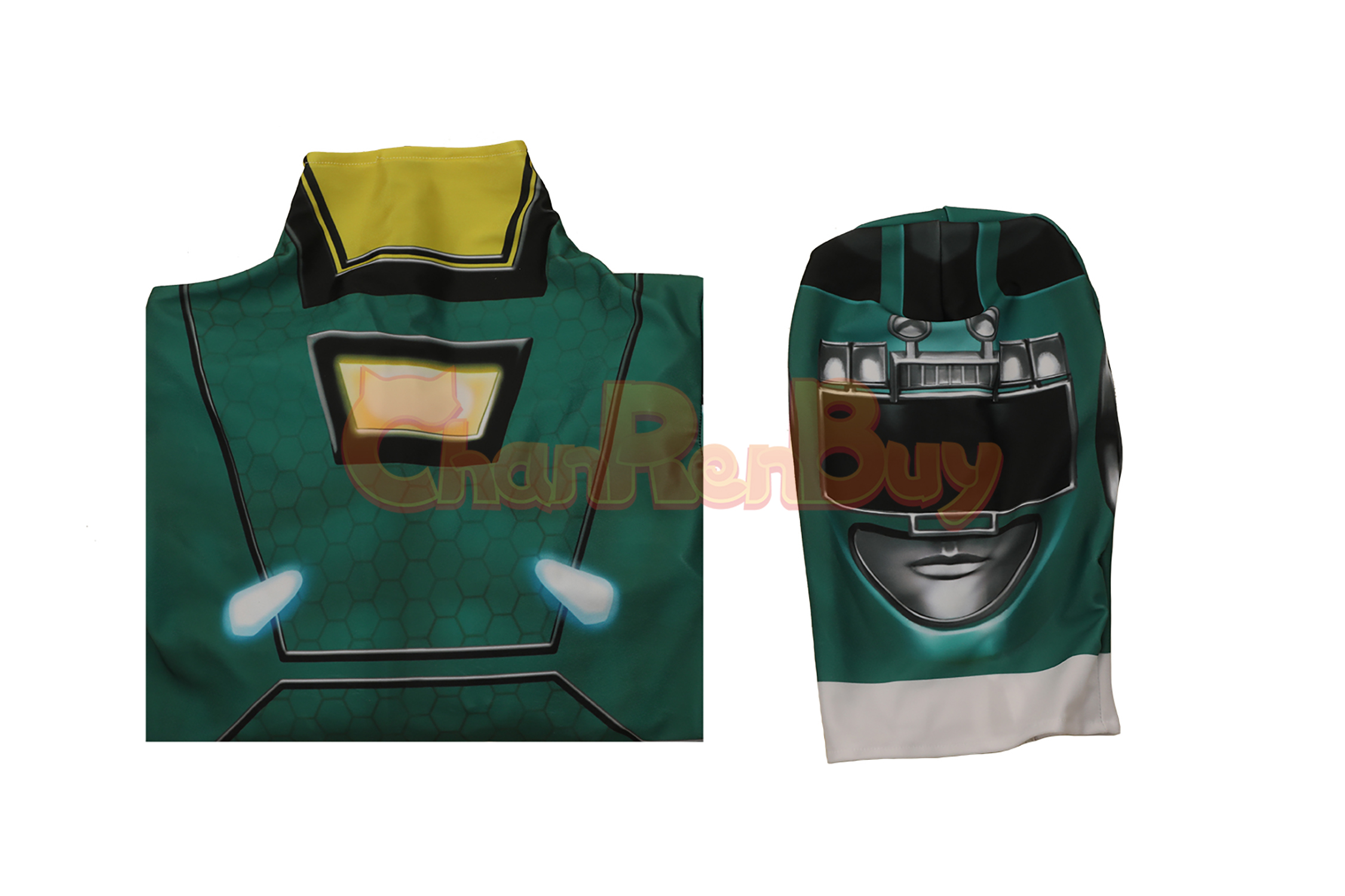 Green Racer Costume Gekisou Sentai Carranger Minoru Uesugi Bodysuit Cosplay for Adult Kids