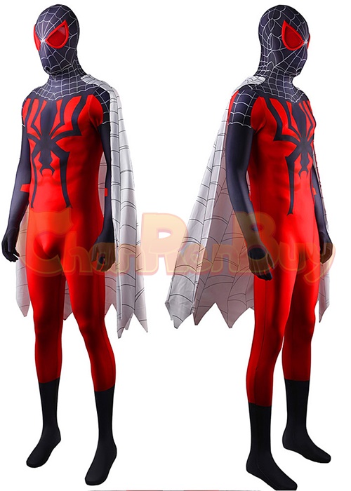 Spider-Man: Into the Spider-Verse Spiderman Costume Cosplay Bodysuit with Cloak for Adult Kid
