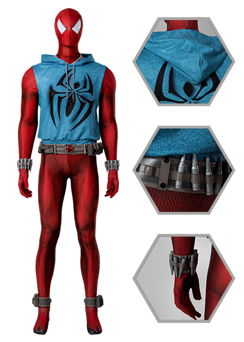 Spider-Man Across The Spider-Verse Scarlet Spider Bodysuit Costume Cosplay Suit