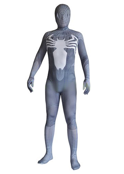 Venom Symbitote Spiderman Costume Cosplay Bodysuit Gray Ver for Adult Kid
