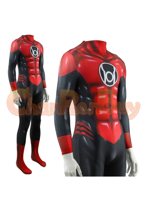 Green Lantern Red Lantern Corps Costume Cosplay Bodysuit for Adult Kid