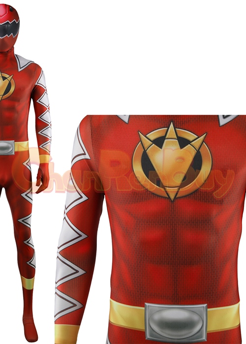 Red Ranger Costume Cosplay Dino Thunder Bodysuit for Adult Kid