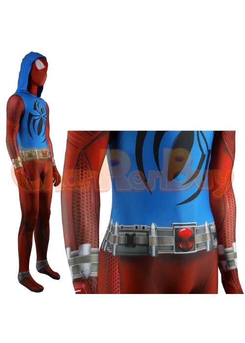 Spider-Man: Across the Spider-Verse Scarlet Spider Ben Reilly Costume Cosplay Bodysuit for Adult Kid