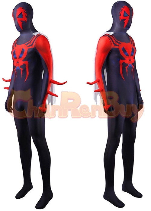 Spider-Man 2099 Costume Cosplay Spider-Man Bodysuit with Cloak for Adult Kid