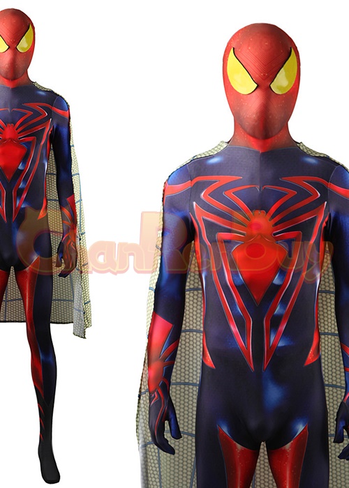 Spider-Man Unlimited Spiderman Costume Cosplay Bodysuit with Cloak Bulture Version for Adult Kid