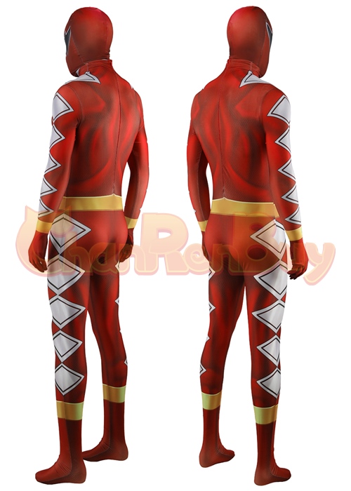 Red Ranger Costume Cosplay Dino Thunder Bodysuit for Adult Kid