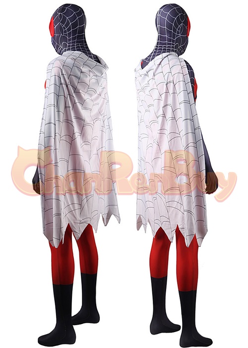 Spider-Man: Into the Spider-Verse Spiderman Costume Cosplay Bodysuit with Cloak for Adult Kid