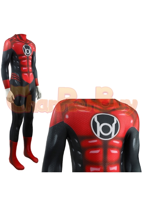 Green Lantern Red Lantern Corps Costume Cosplay Bodysuit for Adult Kid