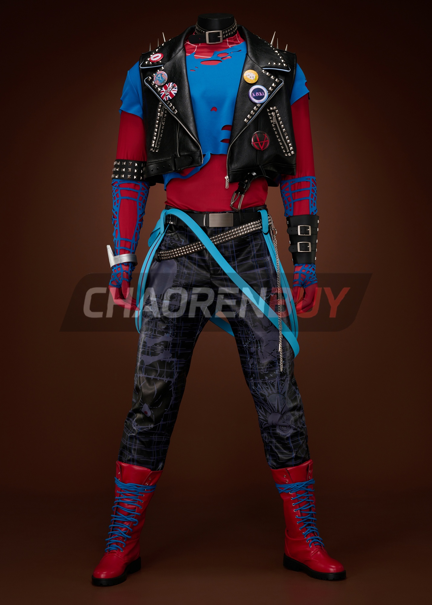 Spider-Punk Costume Spider-Man: Into the Spider-Verse Hobart Brown Suit Cosplay Upgrade Ver 2