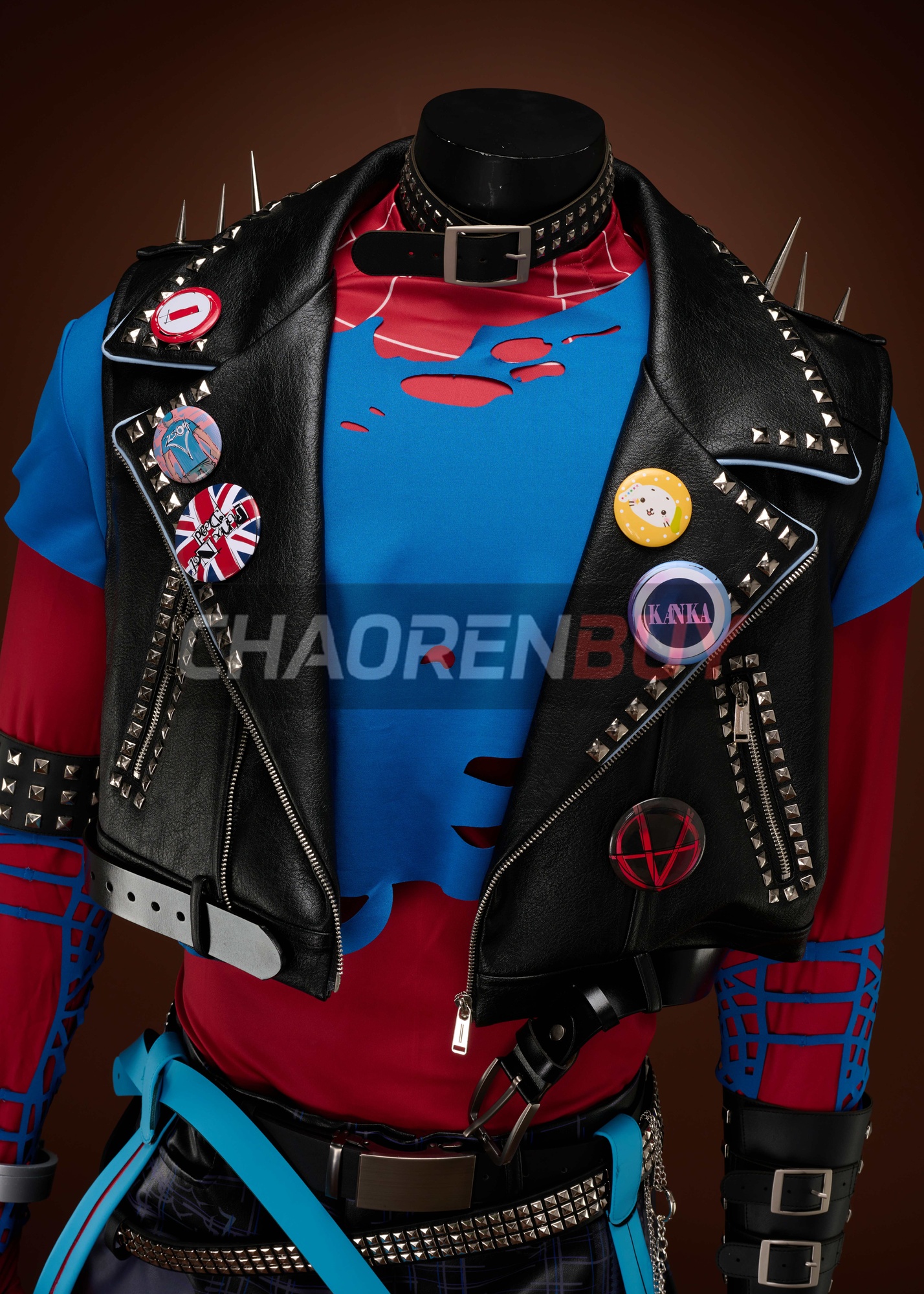 Spider-Punk Costume Spider-Man: Into the Spider-Verse Hobart Brown Suit Cosplay Upgrade Ver 2