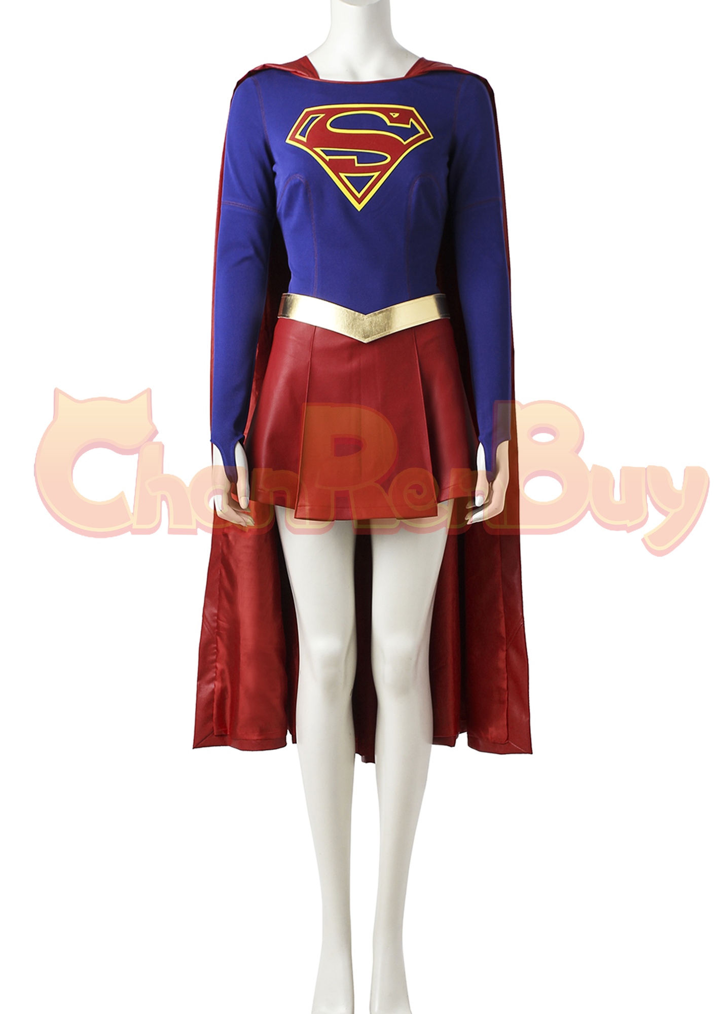 Superhero Costume Kara Zor-El Girl Cosplay Suit with Cloak