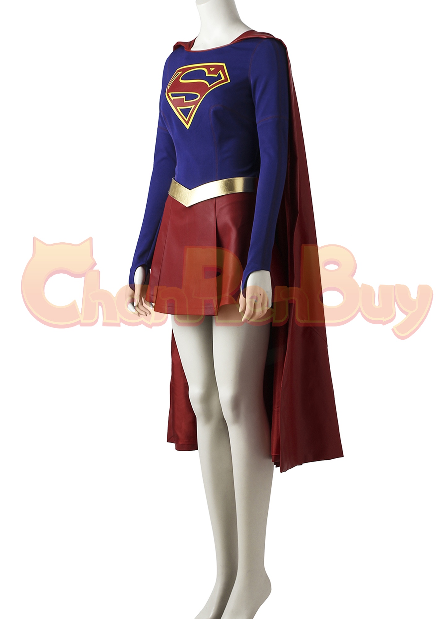 Superhero Costume Kara Zor-El Girl Cosplay Suit with Cloak