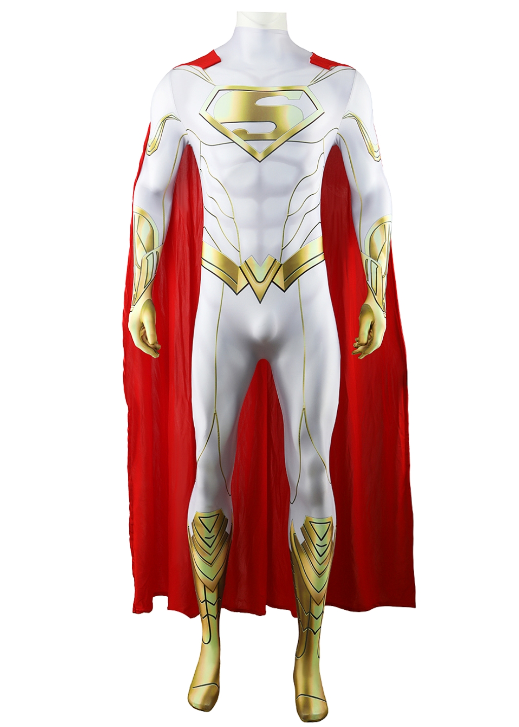 Man of Steel Costume Superman Bodysuit Cosplay White Ver for Adult Kids