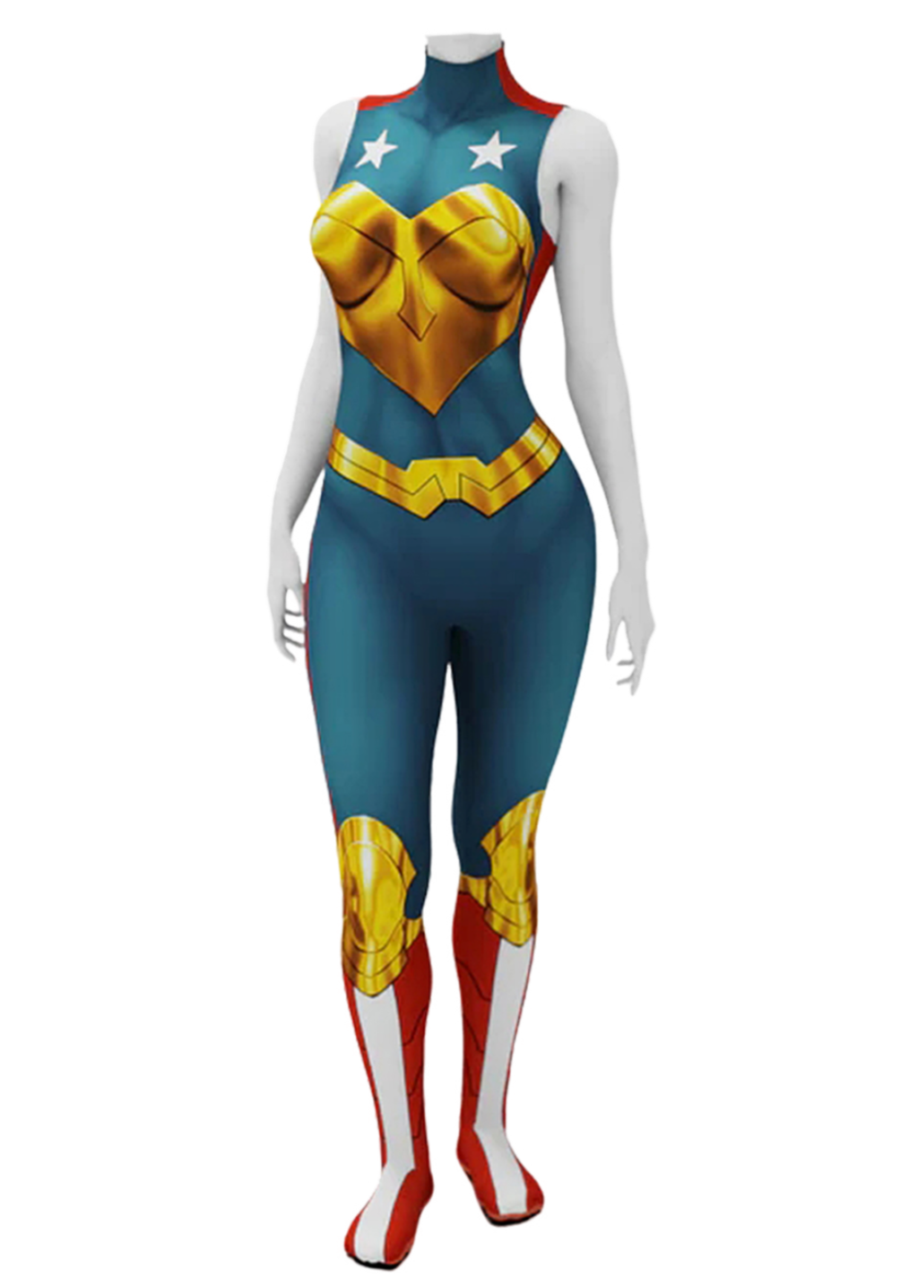 Captain America Costume Female Version Bodysuit Cosplay for Adult Kids