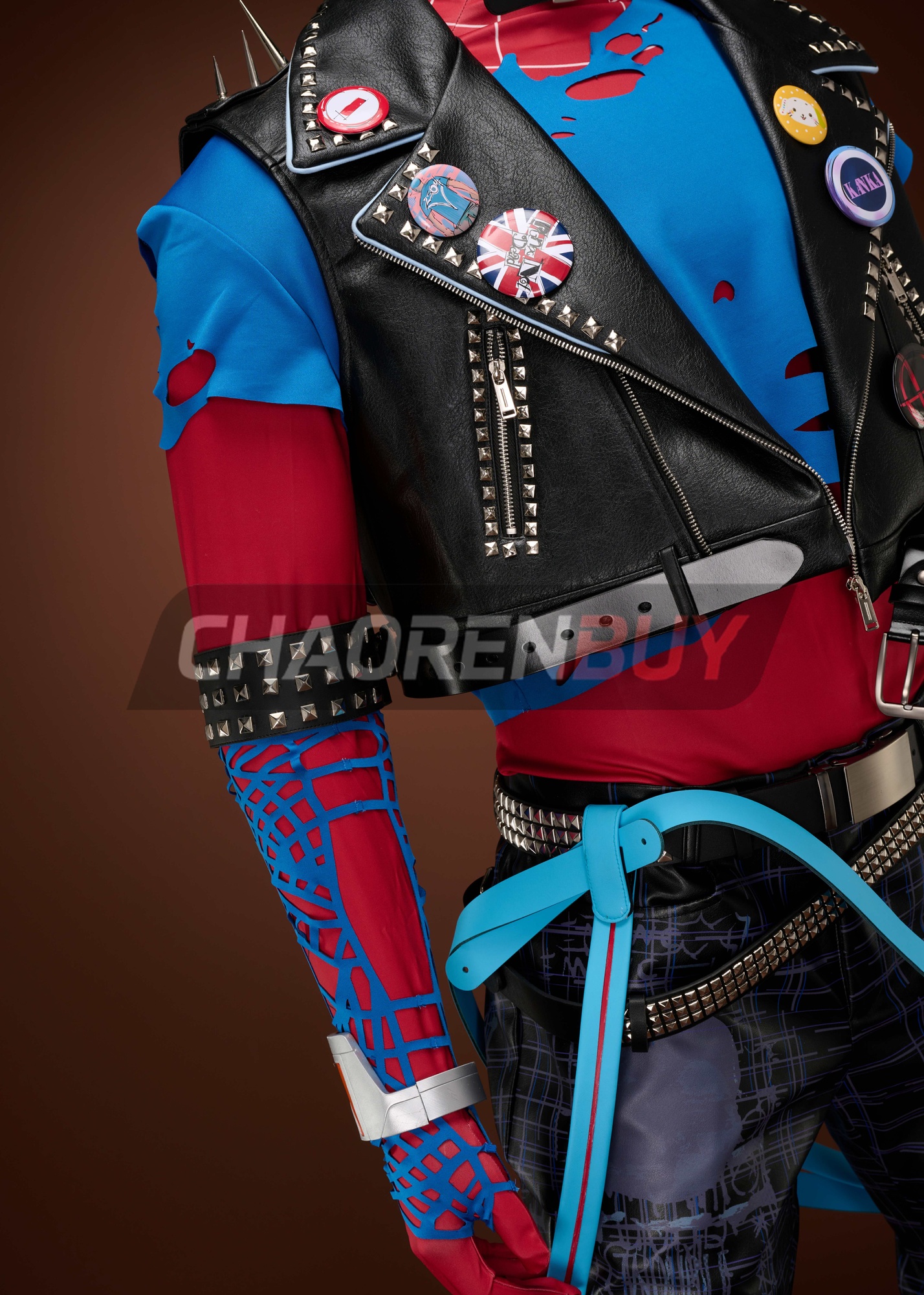 Spider-Punk Costume Spider-Man: Into the Spider-Verse Hobart Brown Suit Cosplay Upgrade Ver 2