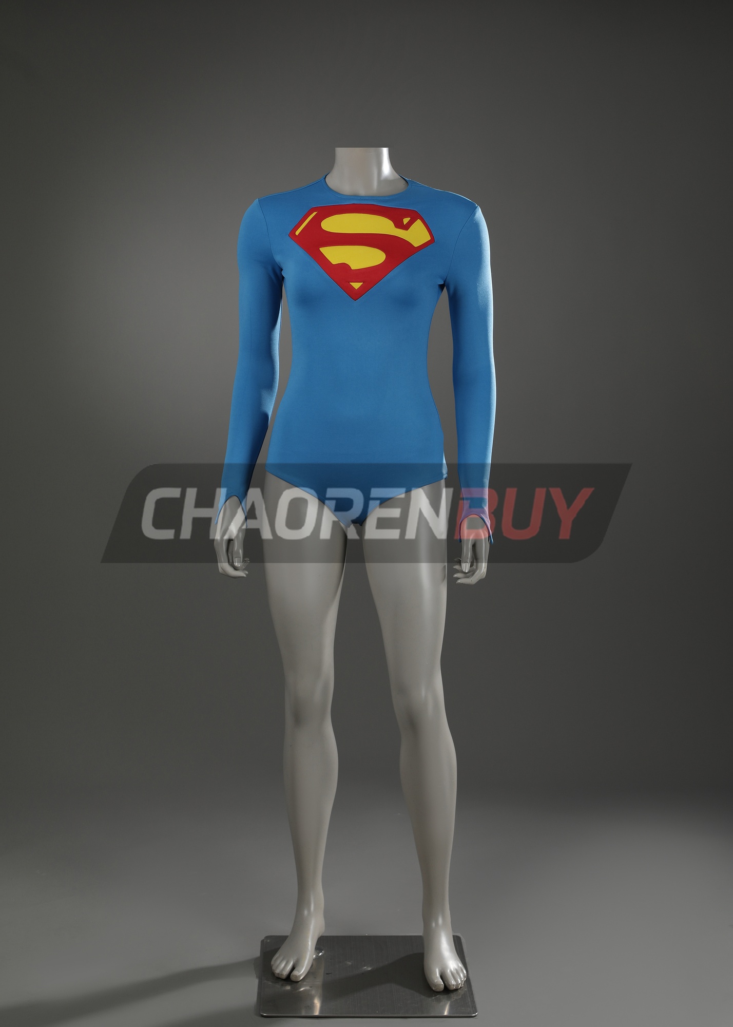 Superhero Man Girl Costume Woman of Blue Red Cape Suit Cosplay