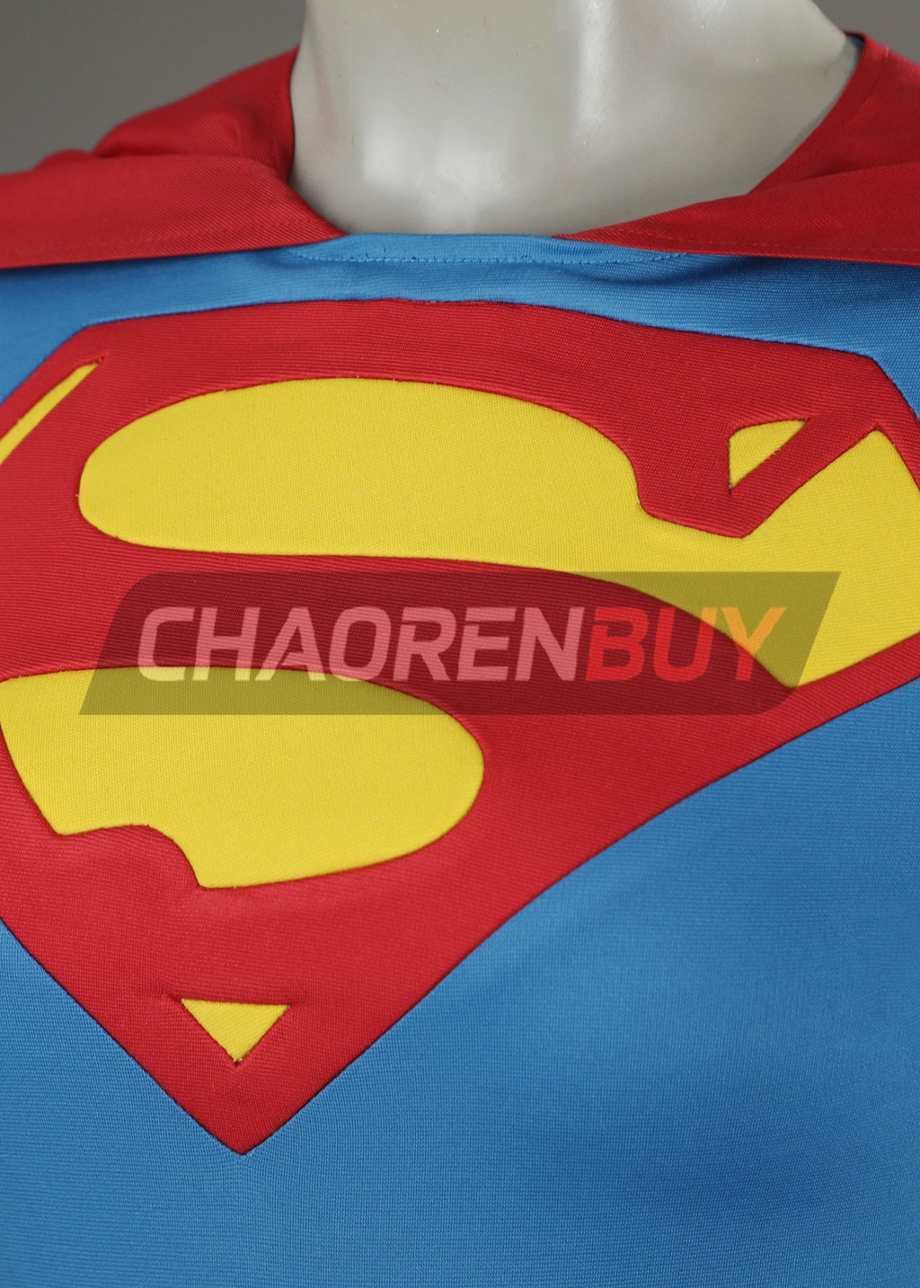 Superhero Man Girl Costume Woman of Blue Red Cape Suit Cosplay