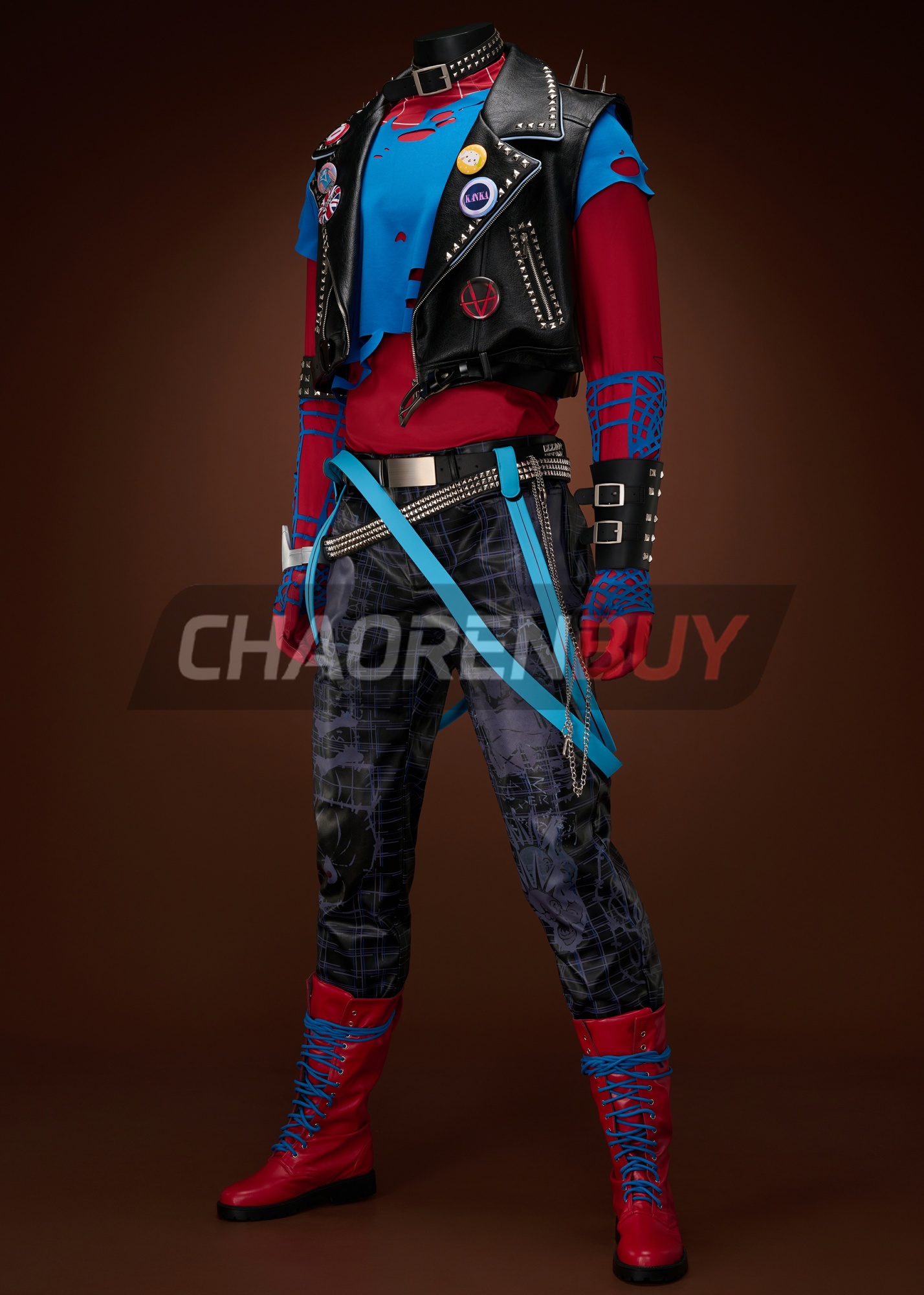 Spider-Punk Costume Spider-Man: Into the Spider-Verse Hobart Brown Suit Cosplay Upgrade Ver 2