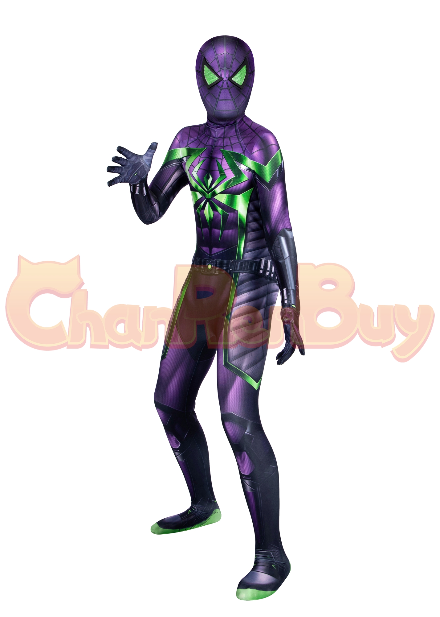 Miles Morales Purple Reign Suit Costume  Marvel's Spider-Man Bodysuit Cosplay for Kids