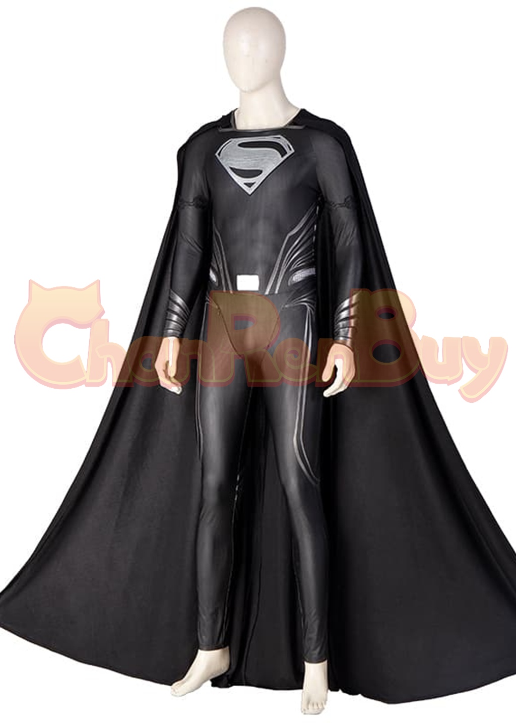 Superhero Man Costume Clark Kent Cosplay Black Suit 