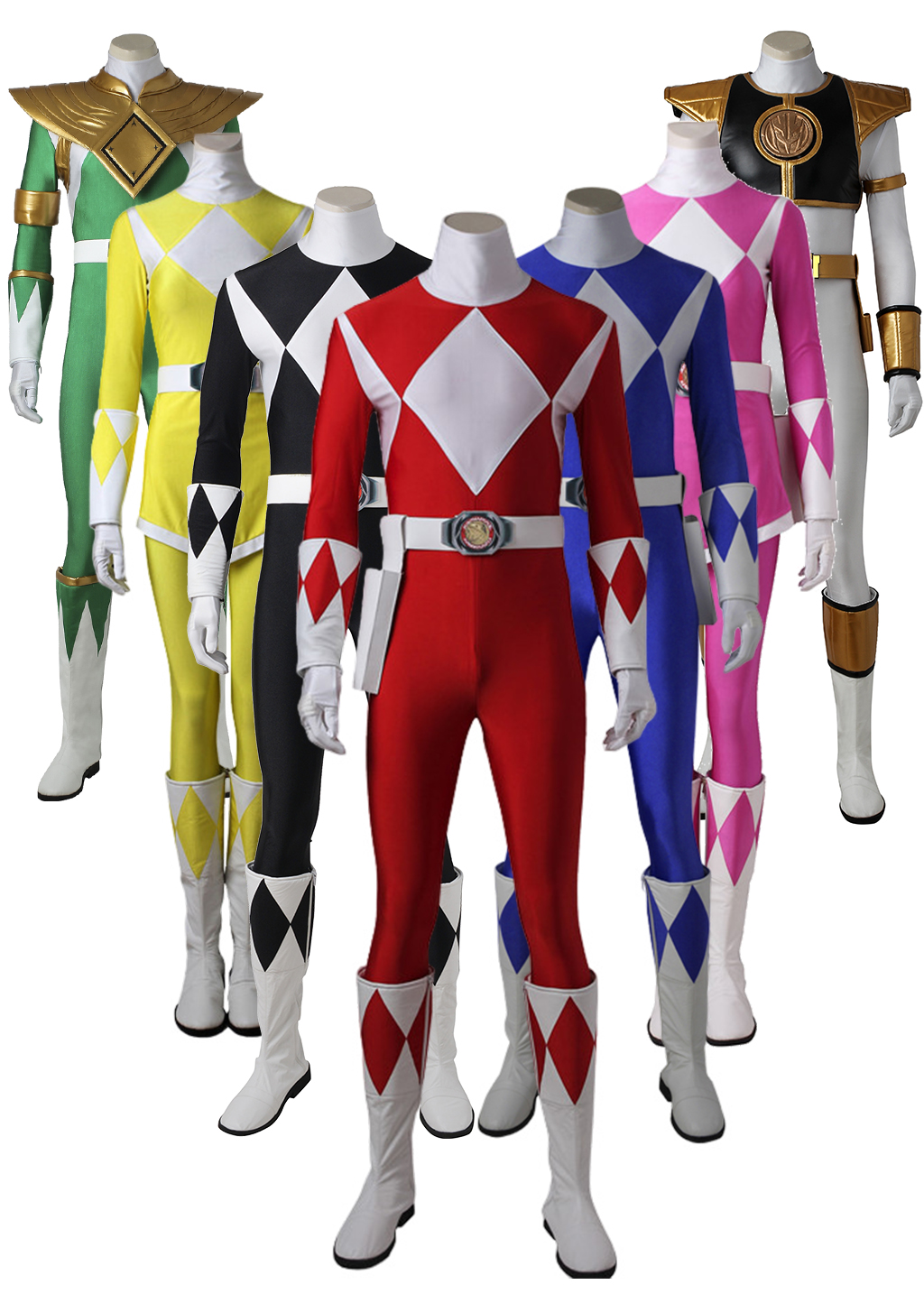 Mighty Morphin Power Rangers Costume Cosplay Suit Squad Outfit