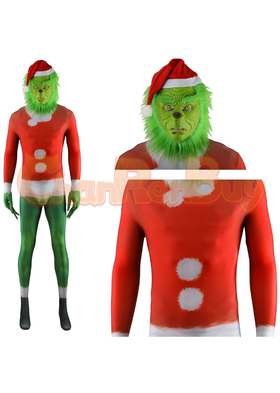 How the Grinch Stole Christmas Costume Grinch Bodysuit Cosplay