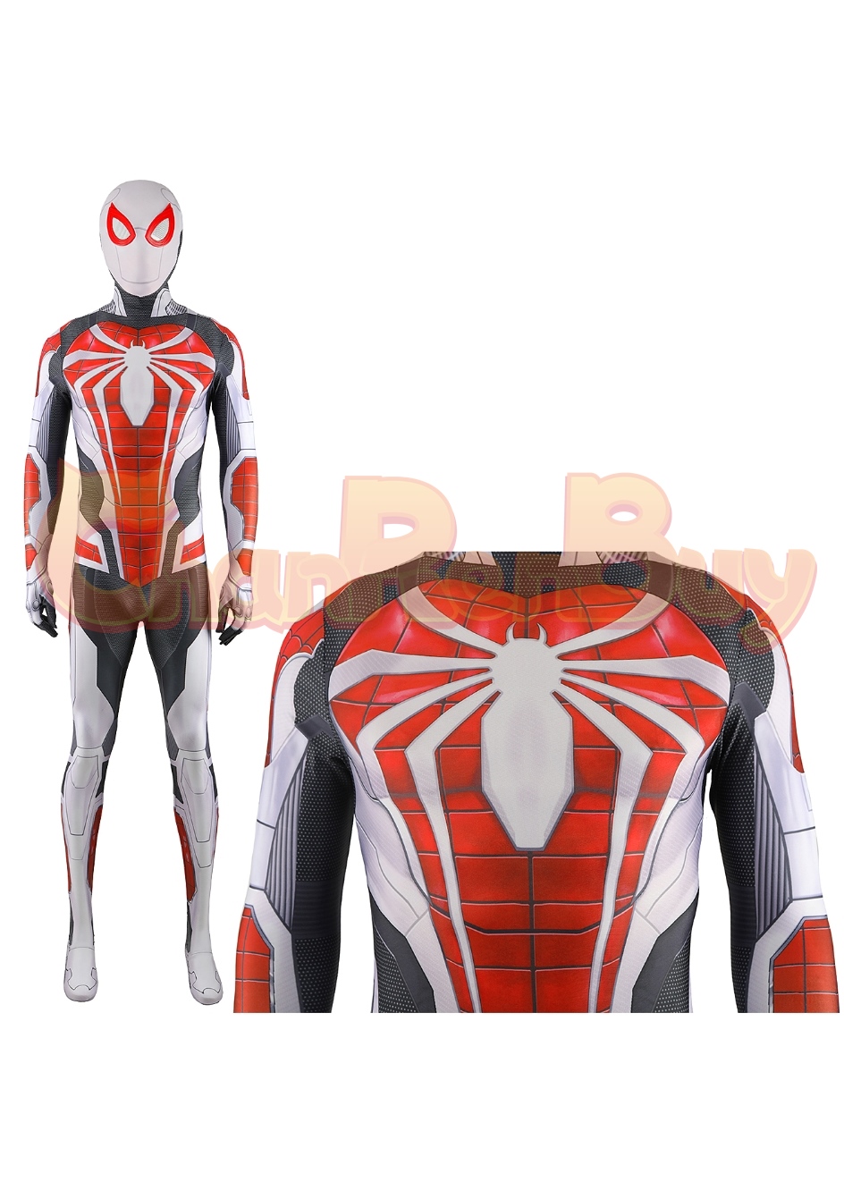 Marvel Spider-Man Costume Spider-Man 2099 White Suit Bodysuit Cosplay for Adult Kid