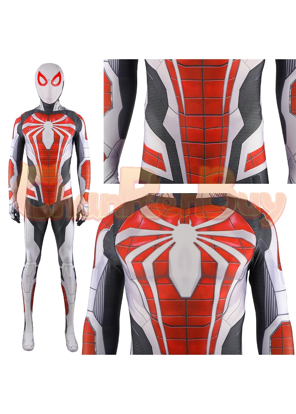 Marvel Spider-Man Costume Spider-Man 2099 White Suit Bodysuit Cosplay for Adult Kid