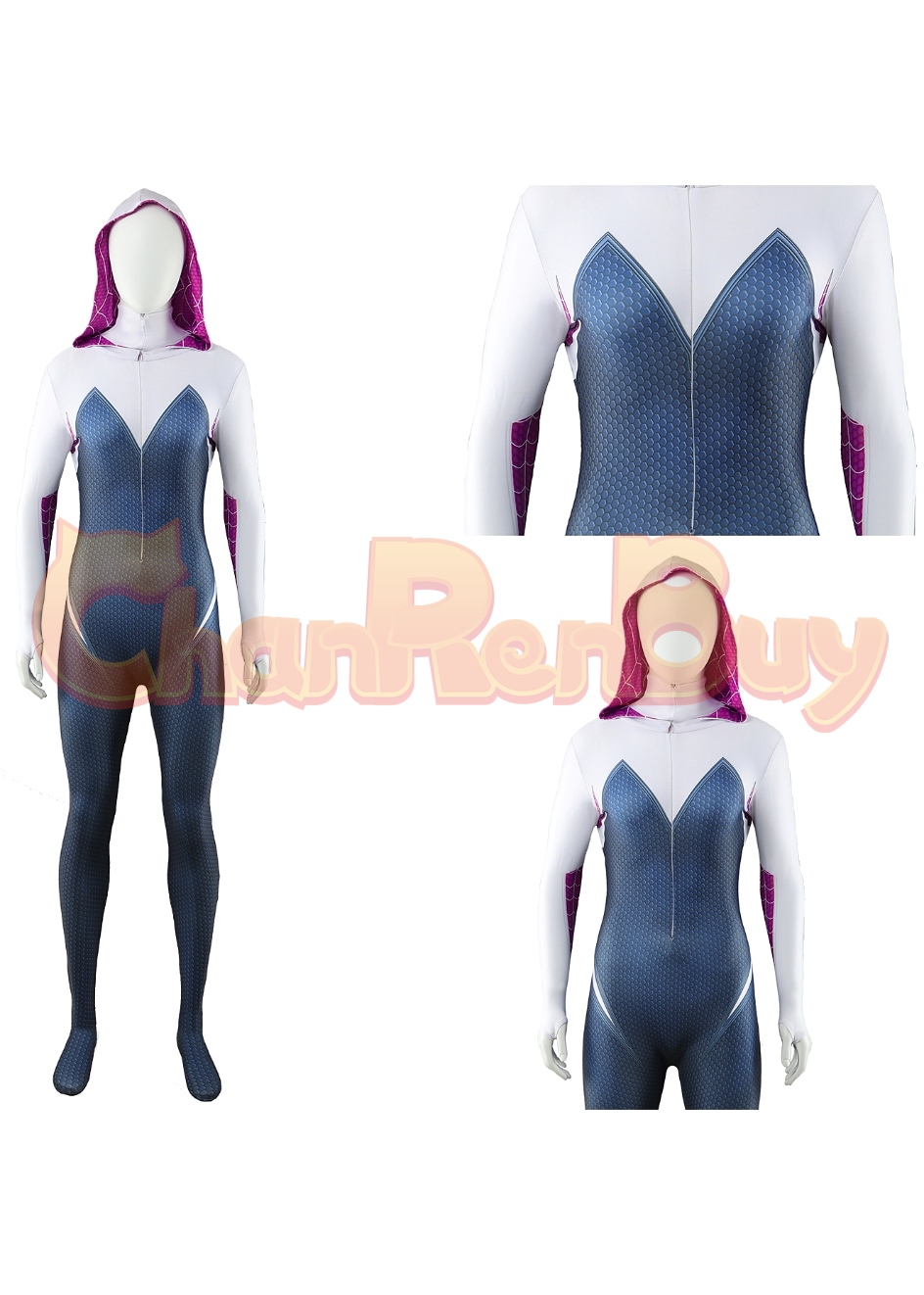 Spider-Man Across the Spider-Verse Costume Gwen Stacy Bodysuit Cosplay for Adult Kids