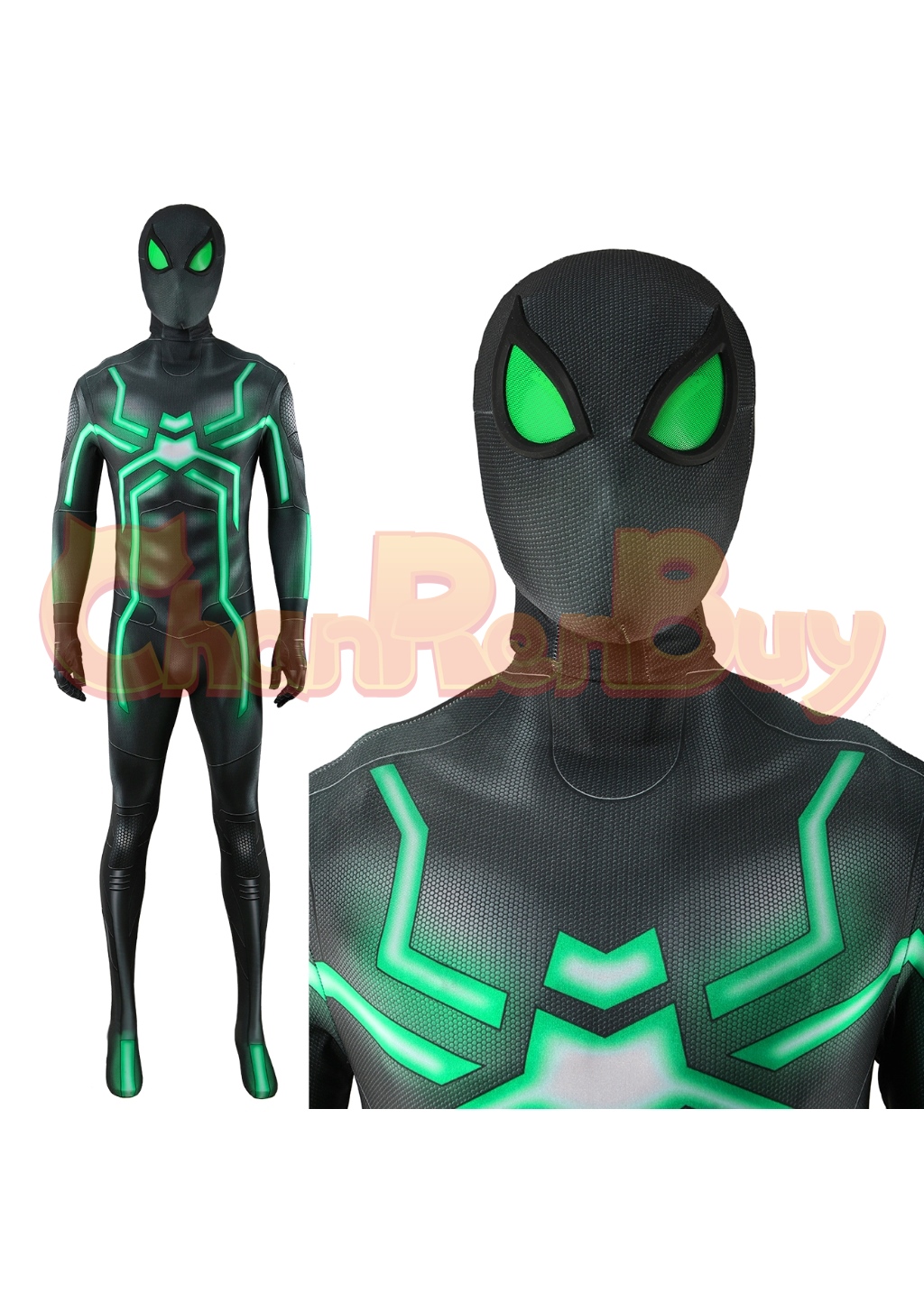 Marvel's Spider-Man Costume Spider-Man Stealth Bodysuit Green Cosplay for Adult Kids