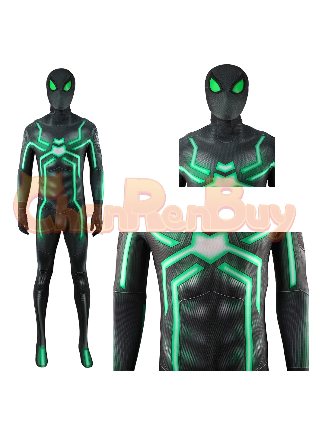 Marvel's Spider-Man Costume Spider-Man Stealth Bodysuit Green Cosplay for Adult Kids
