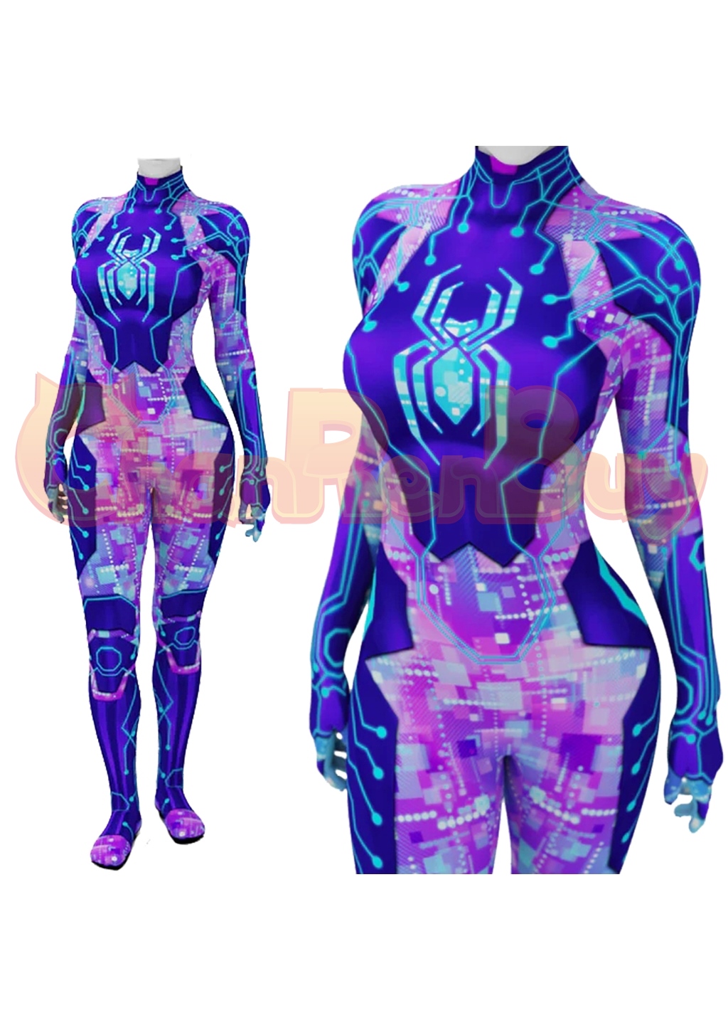 Spider-Man: Into the Spider-Verse Costume Spider-Byte Margo Bodysuit Cosplay for Adult Kids