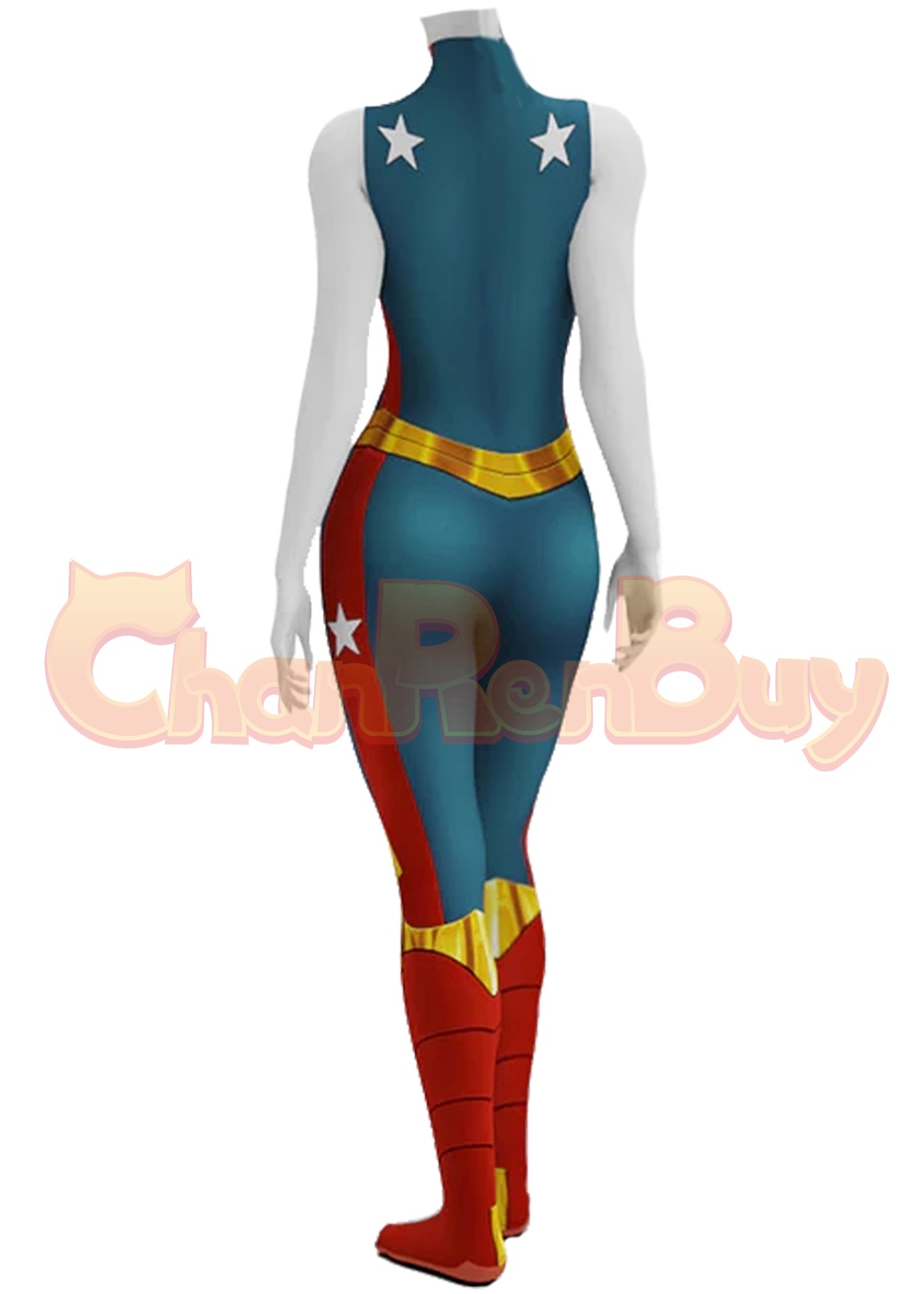 Captain America Costume Female Version Bodysuit Cosplay for Adult Kids