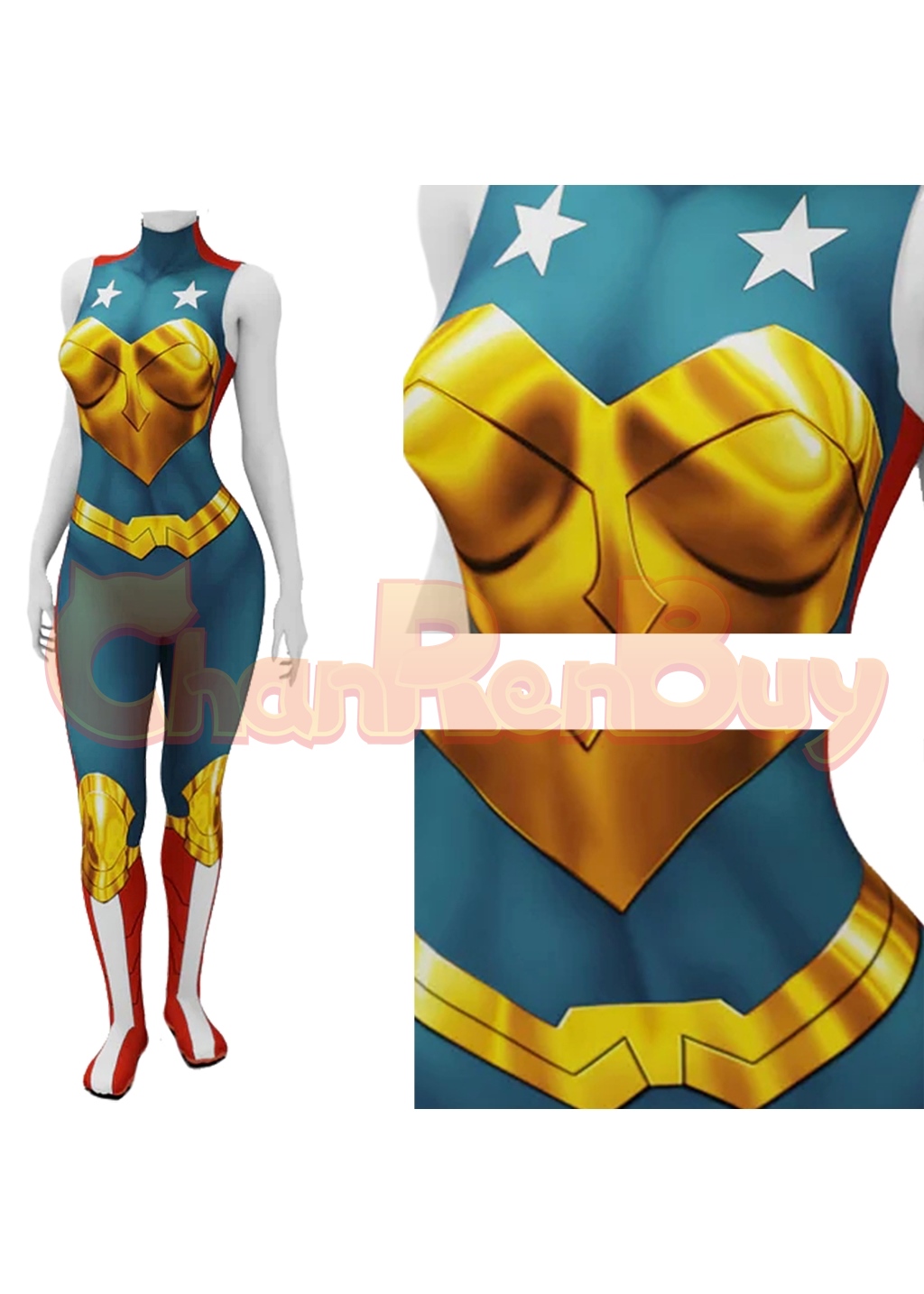 Captain America Costume Female Version Bodysuit Cosplay for Adult Kids