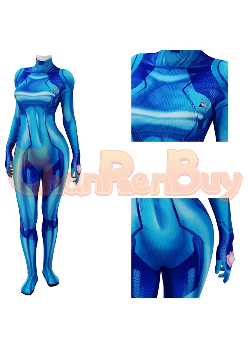Metroid Costume Samus Aran Bodysuit Cosplay for Adult Kids