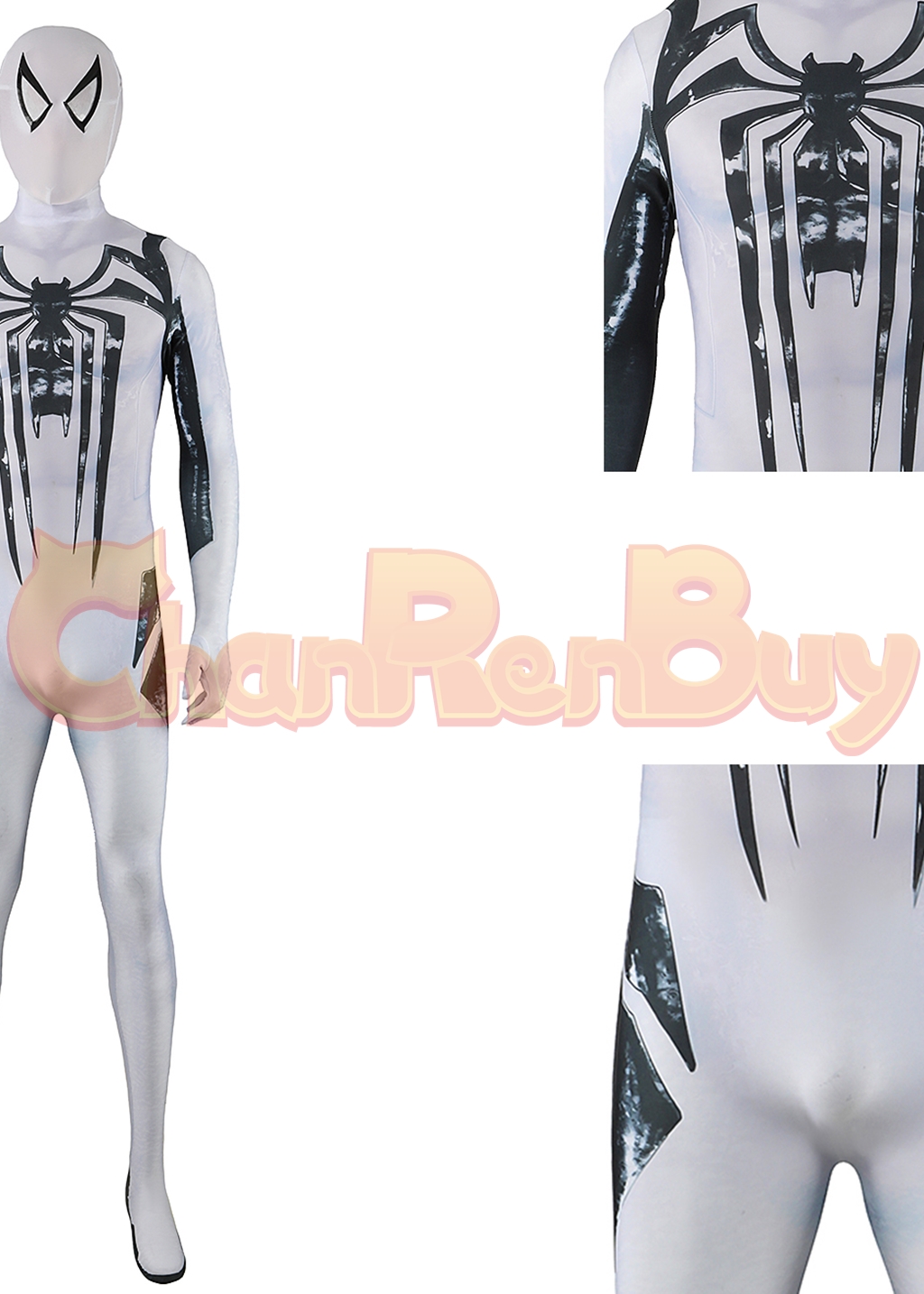 Venom Costume Marvel's Spider-man 2 Bodysuit Cosplay for Adult Kids White Ver