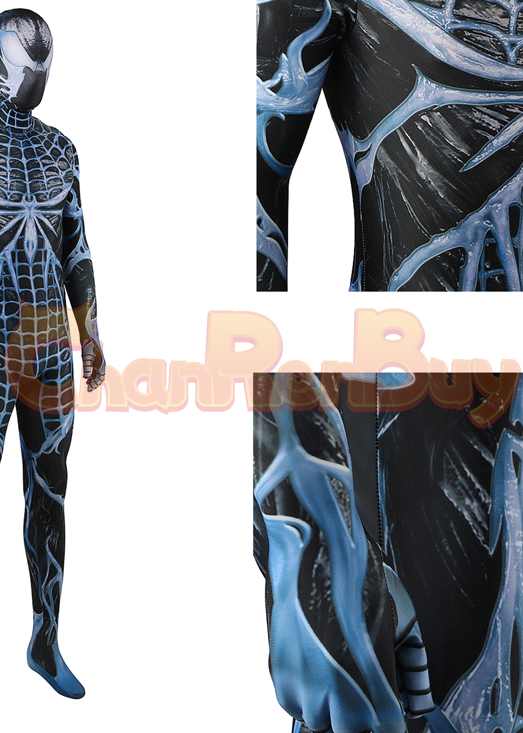 Venom Costume Marvel's Spider-man 2 Bodysuit Cosplay for Adult Kids Black Blue Ver