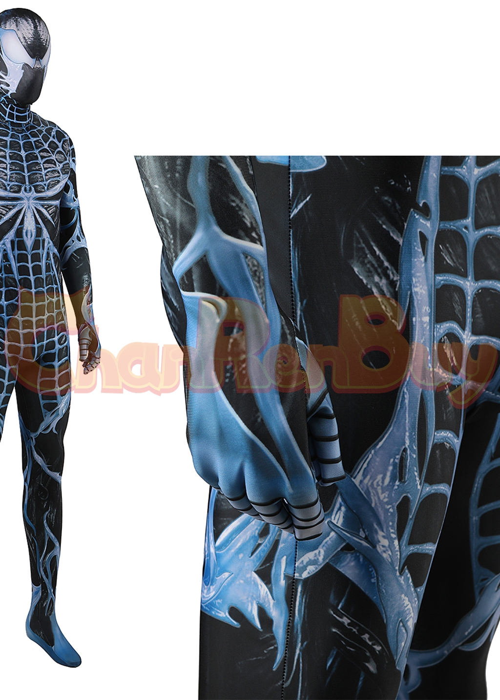 Venom Costume Marvel's Spider-man 2 Bodysuit Cosplay for Adult Kids Black Blue Ver