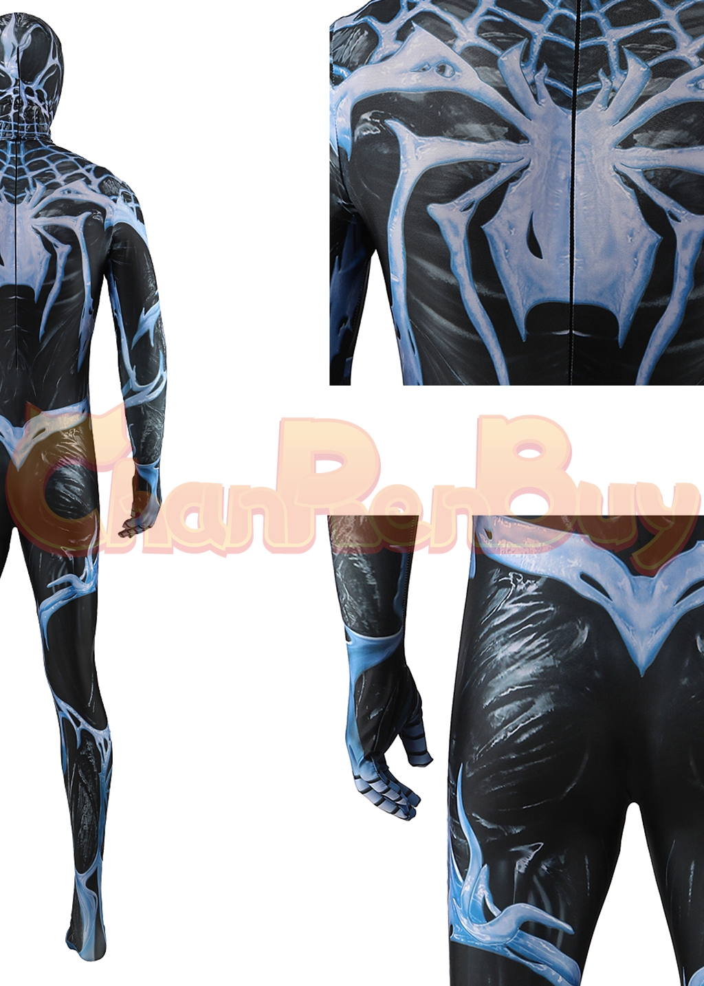 Venom Costume Marvel's Spider-man 2 Bodysuit Cosplay for Adult Kids Black Blue Ver