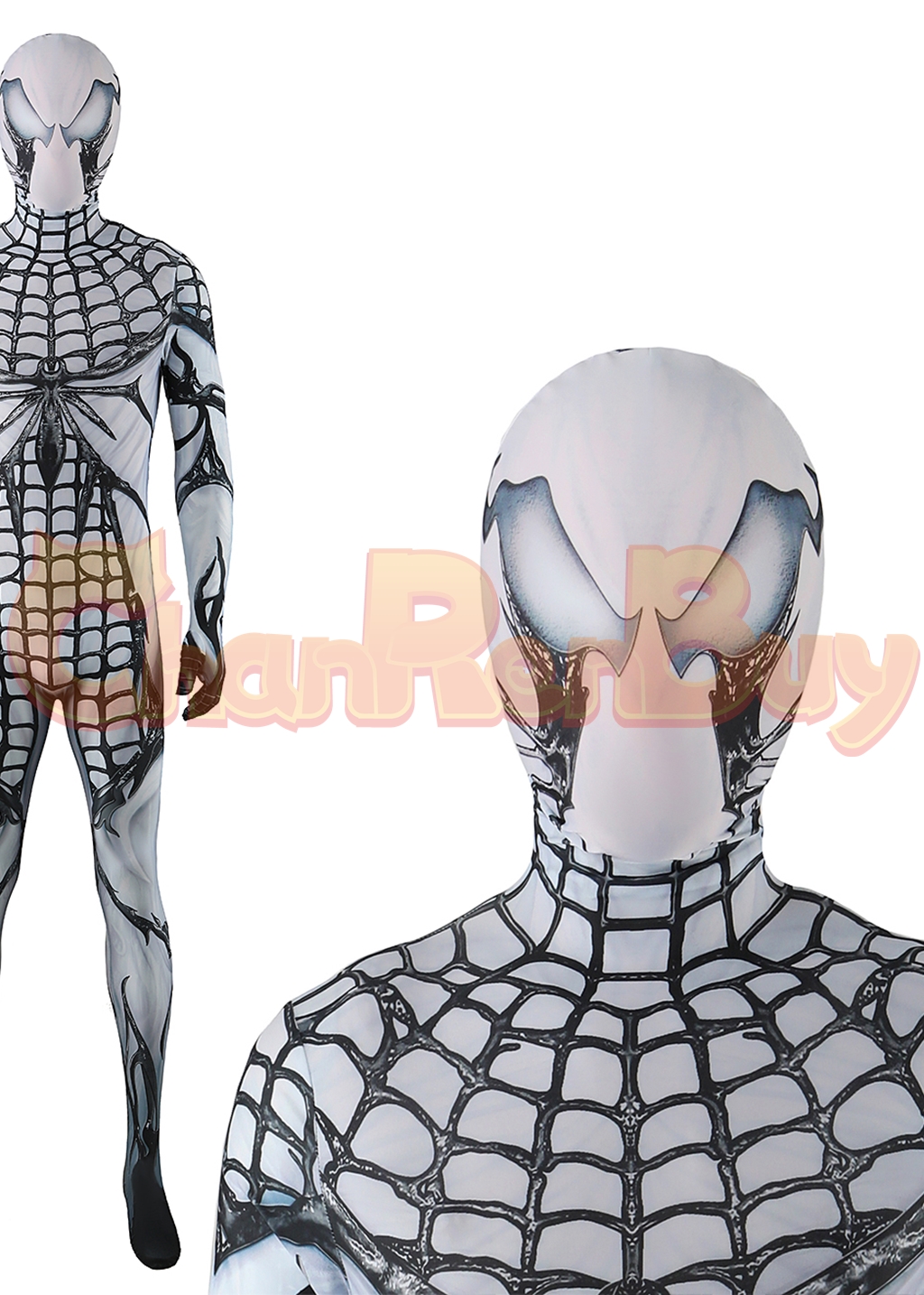 Venom Costume Marvel's Spider-man 2 Bodysuit Cosplay for Adult Kids Black White Ver