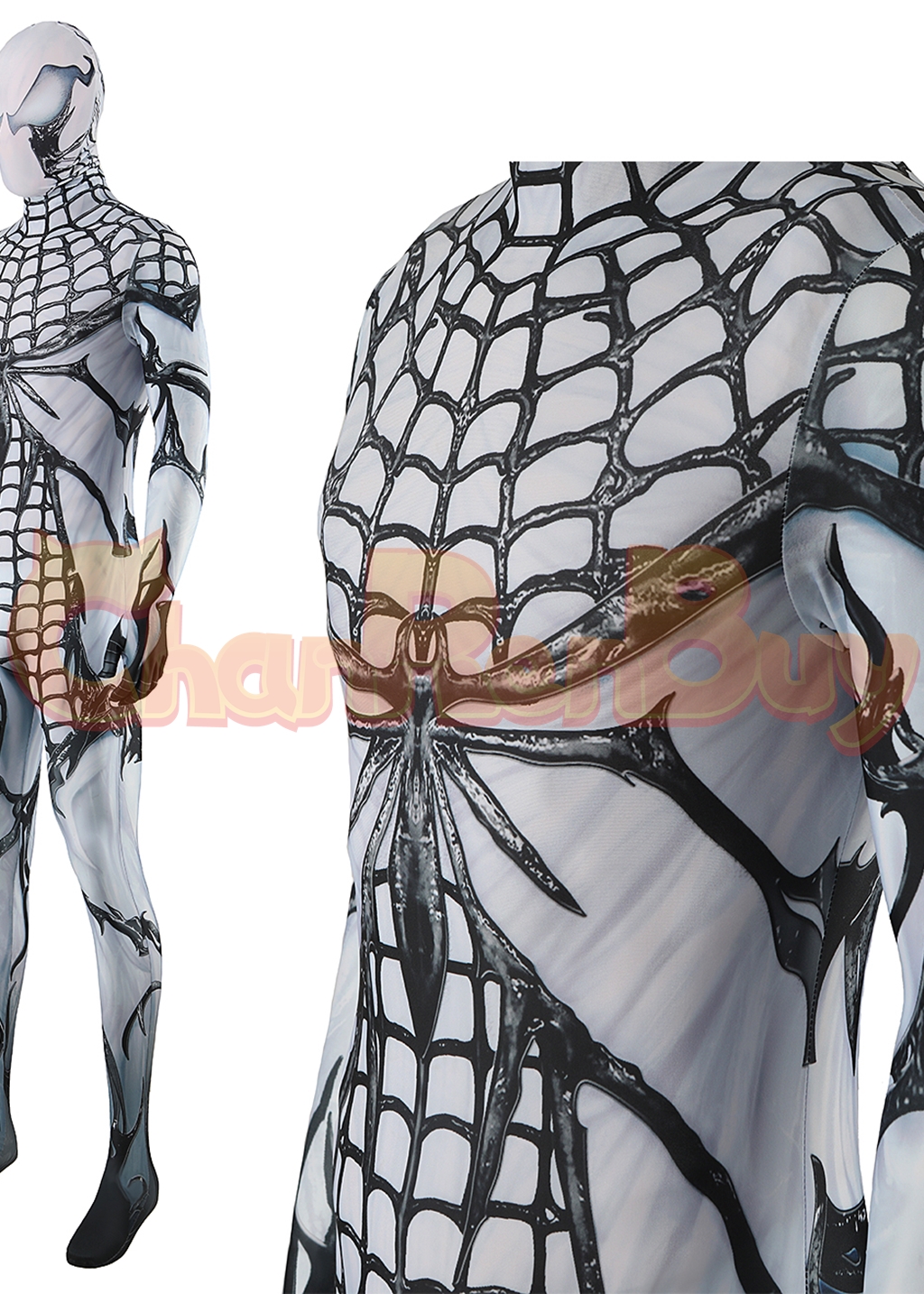 Venom Costume Marvel's Spider-man 2 Bodysuit Cosplay for Adult Kids Black White Ver