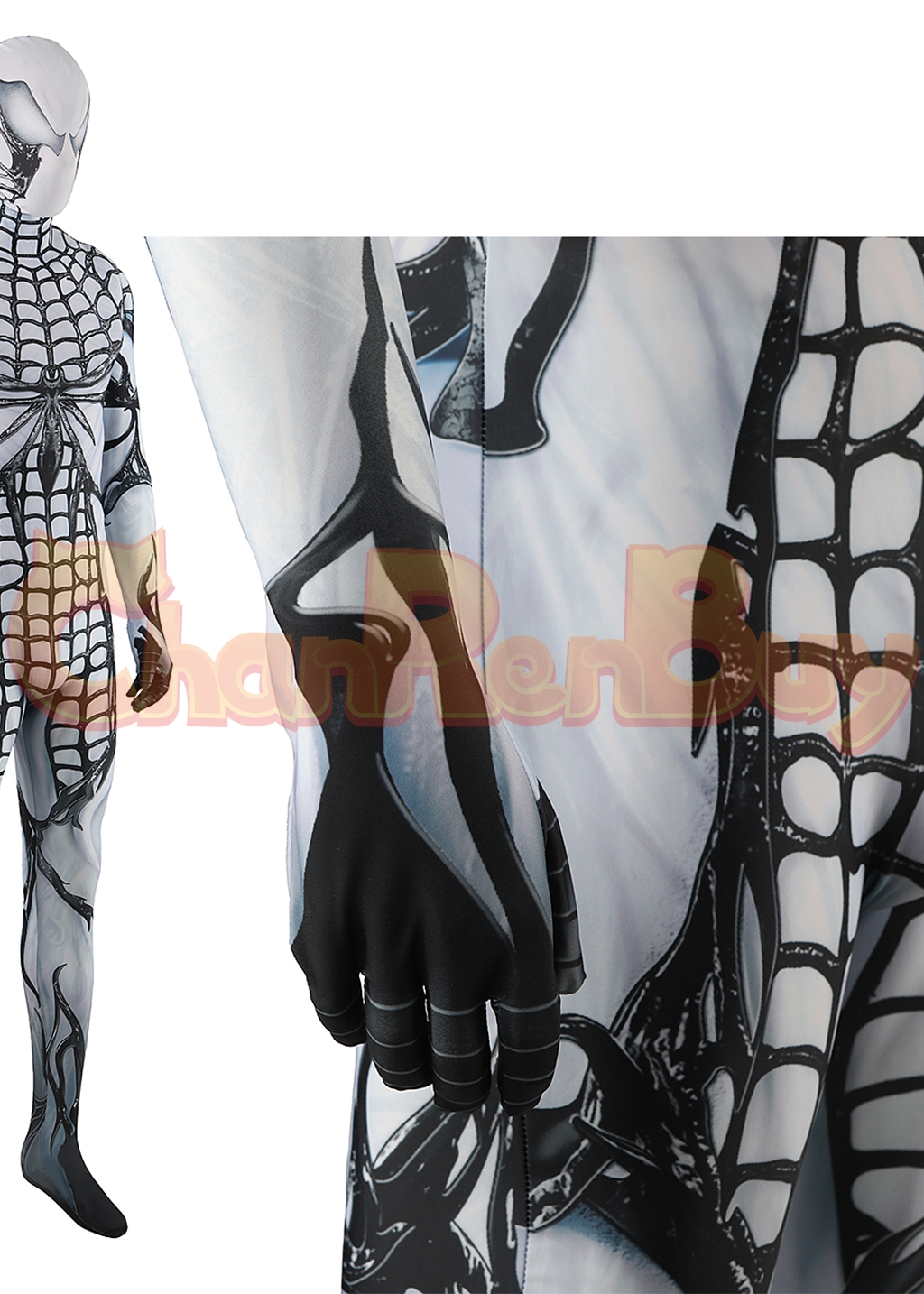 Venom Costume Marvel's Spider-man 2 Bodysuit Cosplay for Adult Kids Black White Ver