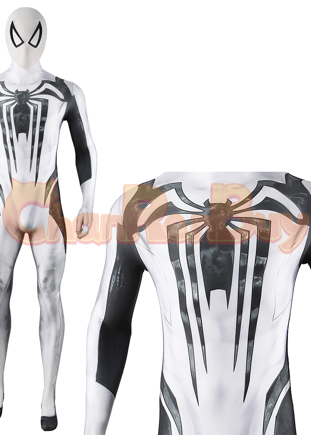 Venom Costume Marvel's Spider-man 2 Bodysuit Cosplay for Adult Kids White Ver.1