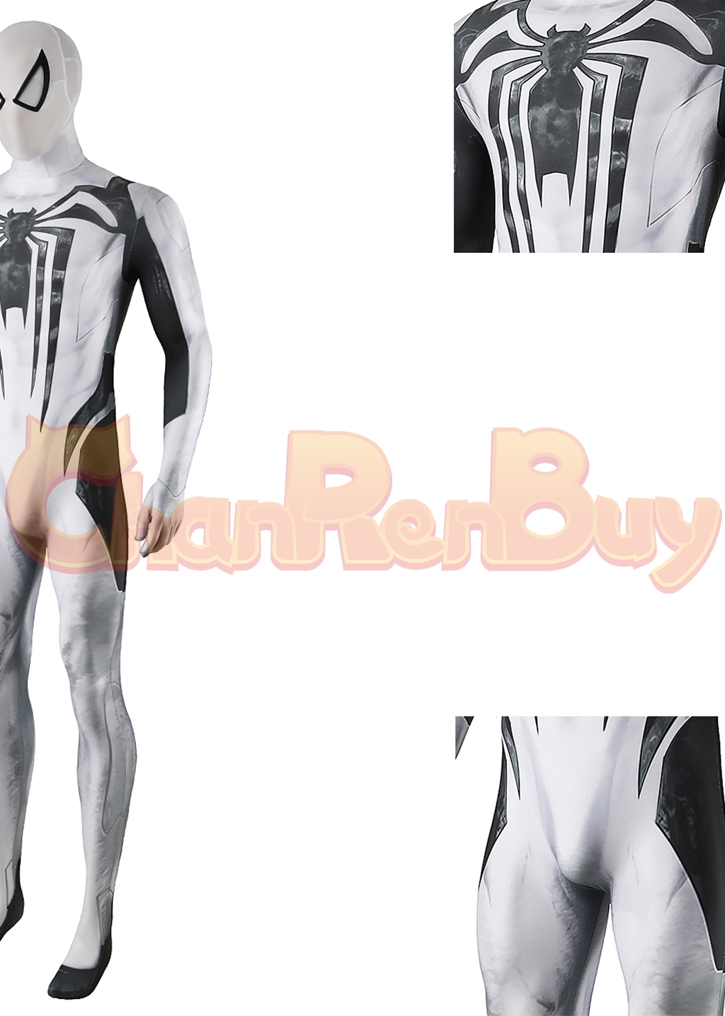 Venom Costume Marvel's Spider-man 2 Bodysuit Cosplay for Adult Kids White Ver.1