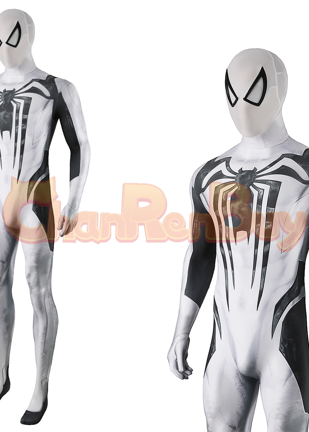 Venom Costume Marvel's Spider-man 2 Bodysuit Cosplay for Adult Kids White Ver.1