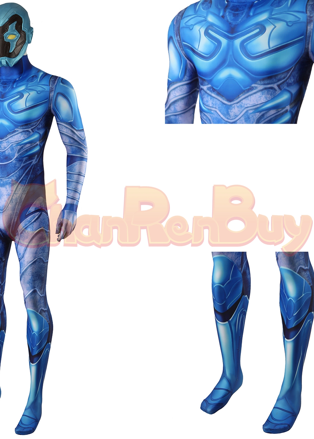 Blue Beetle Costume Bodysuit Cosplay for Adult Kids Ver.1
