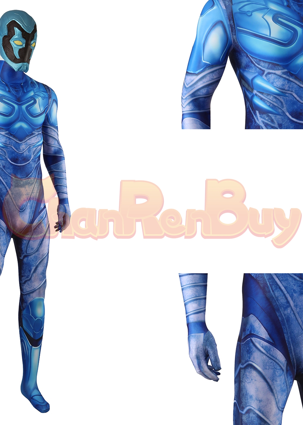 Blue Beetle Costume Bodysuit Cosplay for Adult Kids Ver.1
