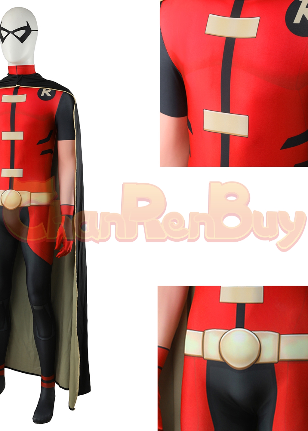 Robin Costume Teen Titans Bodysuit Cosplay for Adult Kids