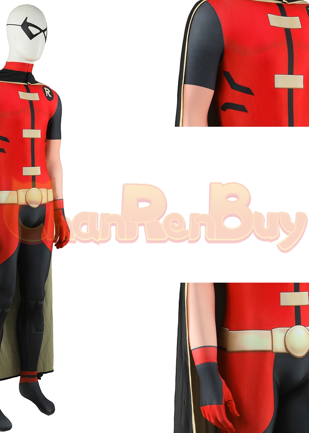 Robin Costume Teen Titans Bodysuit Cosplay for Adult Kids